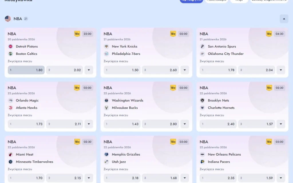 Zakłady na sport w Magic 365 Casino